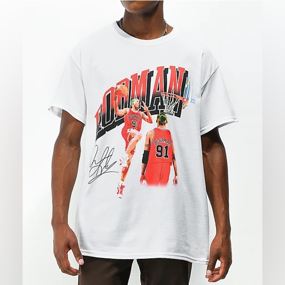 RODMAN BRAND Dunk White T-Shirt Size Large Zumiez
